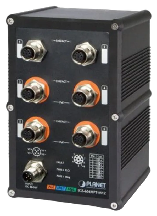 PLANET Industrial IP67 Rated 4-Port 10/100/1000T 802.3at