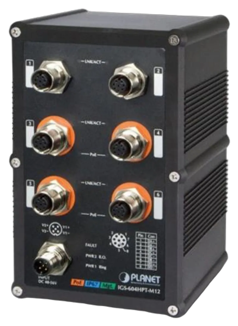 PLANET Industrial IP67 Rated 4-Port 10/100/1000T 802.3at