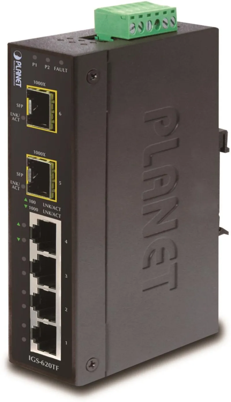 PLANET Industrial 4-Port 10/100/1000T + 2 1000X SFP