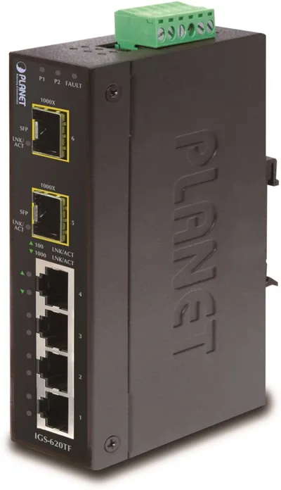 PLANET Industrial 4-Port 10/100/1000T + 2 1000X SFP