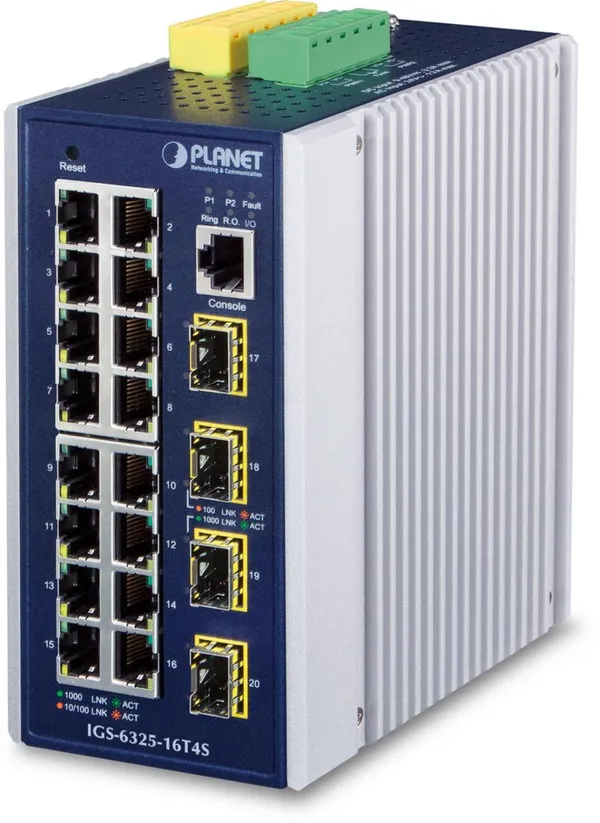 PLANET Industrial L3+ 16-Port 1000T + 4Port 1000X SFP