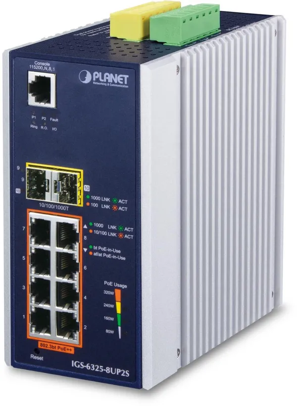 PLANET Industrial L3 8-Port 802.3bt GE  + 2-Port 2.5G SFP+