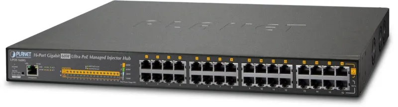 PLANET 16-Port 60W Managed Gigabit Ultra PoE Injector Hub