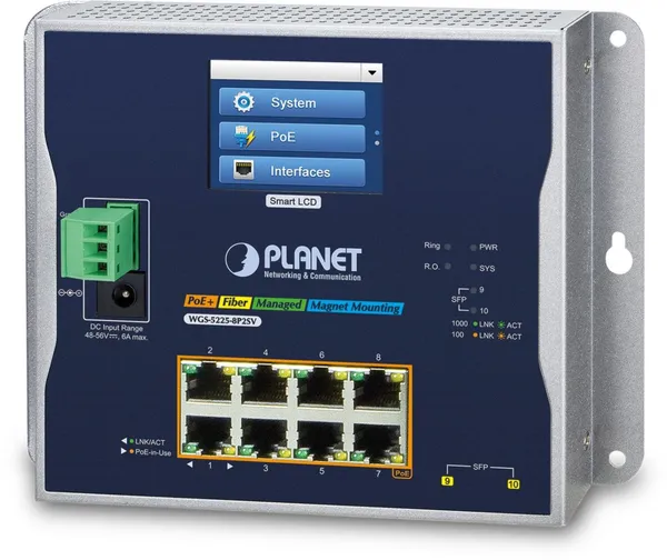 PLANET 8-port 10/100/1000T 802.3at PoE + 2-port 1G/2.5G SFP