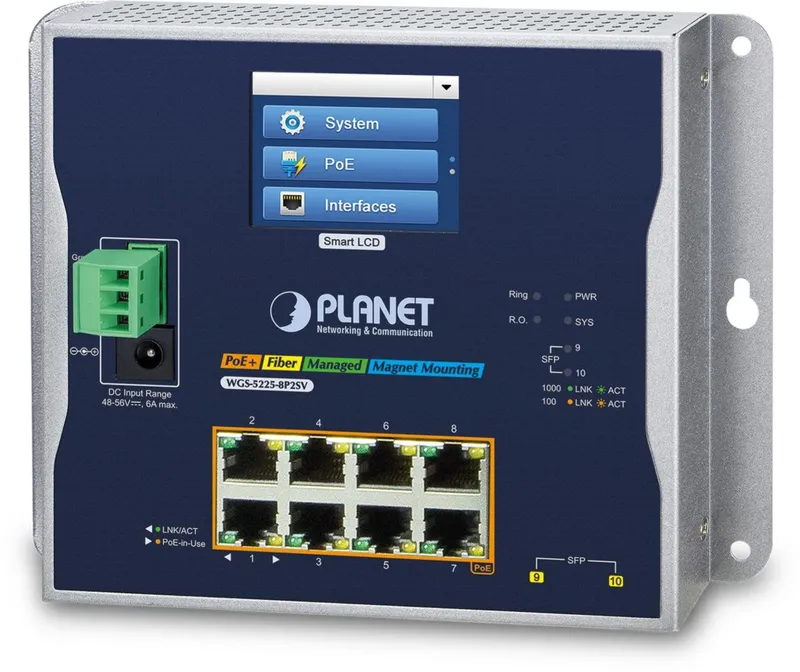 PLANET 8-port 10/100/1000T 802.3at PoE + 2-port 1G/2.5G SFP