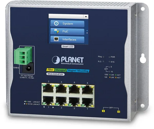 PLANET 8-port 10/100/1000T 2-Port 1G/2.5G SFP LCD-Screen