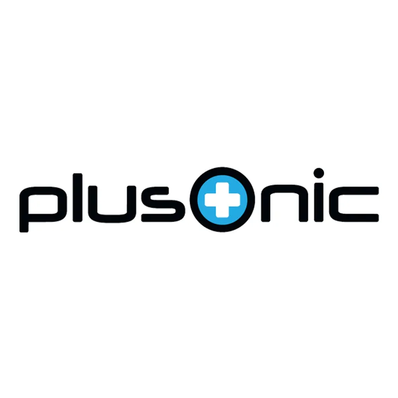 Câble Y-Trainerkabel Plusonic avec logo noir où le o est un cercle bleu et croix blanche pour accessoires audio.