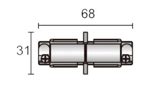 POWERGEAR 3PH Verbinder isoliert weiß technische Zeichnung zylindrischer 3-Phasen-Koppler mit Flansch und Schraubklemmen
