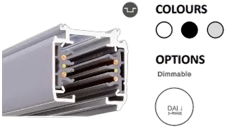 Powergear 3PH AUFBAUSCHIENE DALI, Schwarz, 1 meter Powergear 3PH AUFBAUSCHIENE DALI, Schwarz, 1 meter