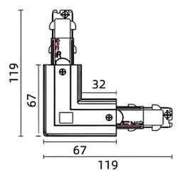 Powergear 3PH L Verbinder DALI 3, LINKS, Schwarz