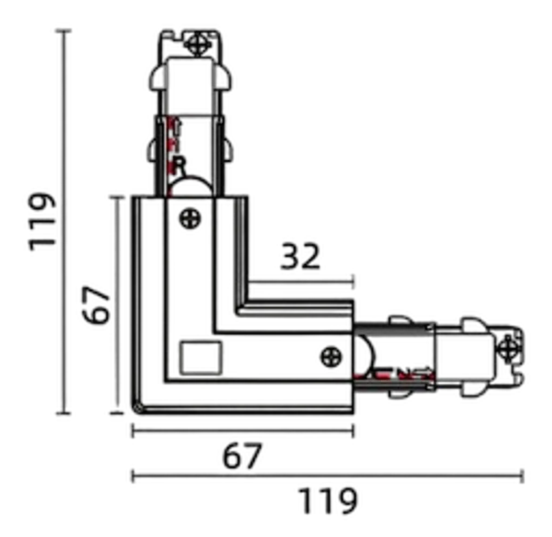 Powergear 3PH L Verbinder DALI 3, LINKS, Schwarz