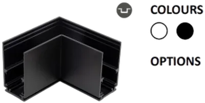Powergear 48V L PROFIL Verbinder, TIEF, FLACH, LINKS, Schwarz