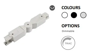 Powergear 3PH Verbinder DALI 3 adjustable black connector shown in white with metal contacts and central pivot for phase