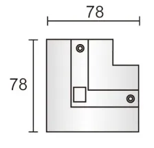 Powergear 3PH L Verbinder-ABDECKUNG bianco, disegno tecnico 2D con dimensioni 78x78 mm, fori di fissaggio e sagoma quadrata