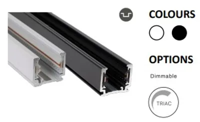 Powergear Mini 1PH 1 Schiene 230V, Weiß, 3 meter