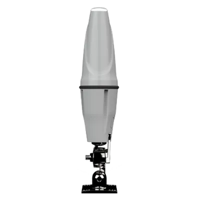 Weiße Poynting A-OMNI-0404-V1-01 5G/LTE-Marineantenne mit 2 dBi Rundstrahlcharakteristik, N-Type-Buchse, montiert auf Weiße Poynting A-OMNI-0404-V1-01 5G/LTE-Marineantenne mit 2 dBi Rundstrahlcharakteristik, N-Type-Buchse, montiert auf