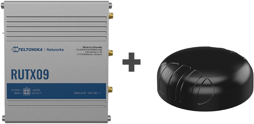 Teltonika · RUTX09 · 4G Router & Poynting · A-PUCK-0004-V1-01 · 4G· 5G Rundstrahlantenne BUNDLE