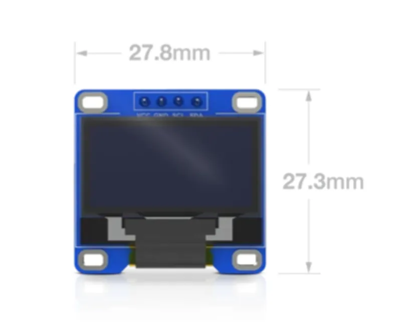 RAK Wireless WisBlock OLED Display RAK1921, modulo elettronico blu con schermo nero centrale, quattro fori di montaggio