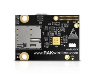 RAK Wireless WisBlock LoRa NB-IoT модуль интерфейса RAK5860, черная печатная плата с золотыми контактами и надписями