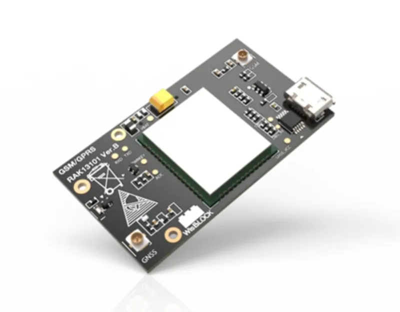 RAK Wireless WisBlock RAK13101 modulo GSM/GPRS con porta USB-C, componenti visibili in dettaglio.