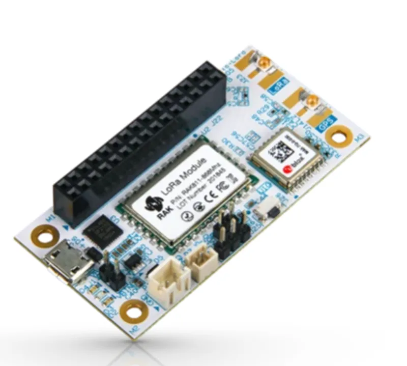 RAK Wireless LoRa WisTrio LPWAN Tracker RAK5205-23-R01 iPEX EU868, белая прямоугольная печатная плата с черным разъемом и