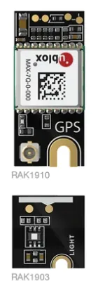 RAK Wireless WisBlock LoRa Kit with stacked RAK1910 GPS and RAK1903 light sensor modules for IoT connectivity. RAK Wireless WisBlock LoRa Kit with stacked RAK1910 GPS and RAK1903 light sensor modules for IoT connectivity.