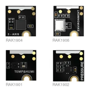RAK Wireless WisBlock LoRa Kit with four modular sensors—3-axis, environment, temperature & humidity, and pressure—in a RAK Wireless WisBlock LoRa Kit with four modular sensors—3-axis, environment, temperature & humidity, and pressure—in a