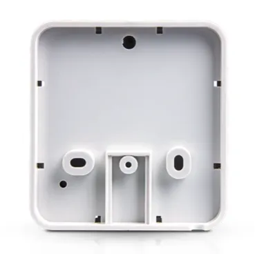 RAKBox-B3 indoor LoRa enclosure interior showing white plastic base with mounting posts, screw holes, and rim notches for RAKBox-B3 indoor LoRa enclosure interior showing white plastic base with mounting posts, screw holes, and rim notches for