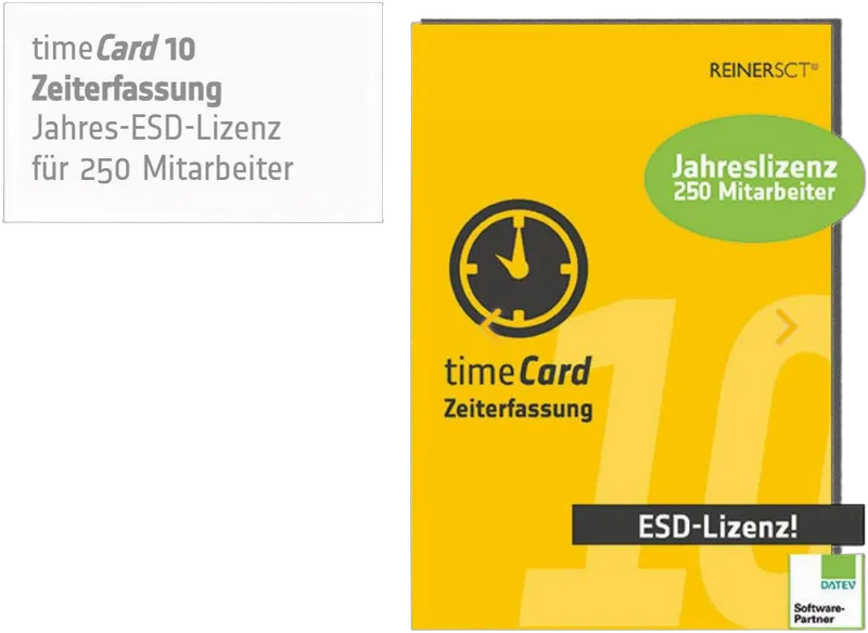 REINER SCT timeCard 10 Zeiterf. Erw. 250 MA 1 Jahr Laufzeit