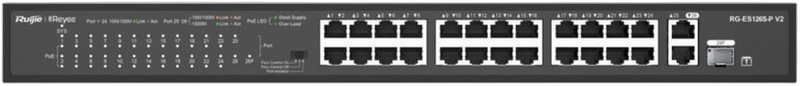 Reyee 24-Port 10/100Mbps, 2x 1Gbit unmanaged Switch, PoE, 370W