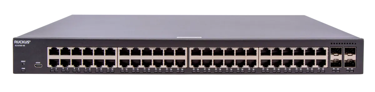 RUCKUS Networks switch full managed layer2 52 port • 48x 1 gbe • 4x 1/10g sfp • advanced layer 2 • icx8100-48 RUCKUS Networks switch full managed layer2 52 port • 48x 1 gbe • 4x 1/10g sfp • advanced layer 2 • icx8100-48