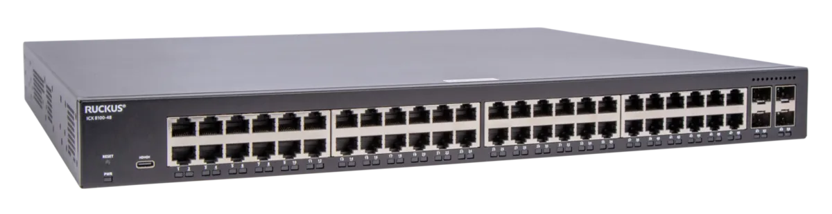 RUCKUS Networks switch full managed layer2 52 port • 48x 1 gbe • 4x 1/10g sfp • advanced layer 2 • icx8100-48 RUCKUS Networks switch full managed layer2 52 port • 48x 1 gbe • 4x 1/10g sfp • advanced layer 2 • icx8100-48
