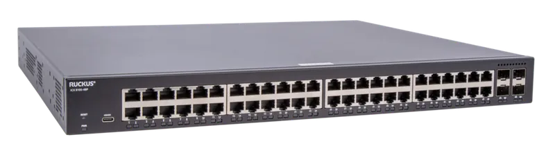 RUCKUS Networks switch full managed layer2 52 port • 48x 1 gbe • 4x 10g sfp+ • advanced layer 2 • poe budget 740 w • icx8100-48p