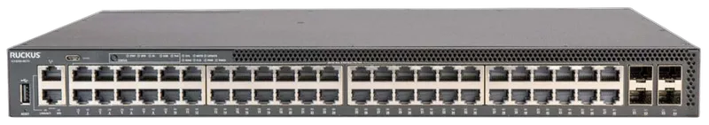 RUCKUS Networks switch full managed layer3 52 port • 32x 1 gbe • 16x 2,5 gbe • poe budget 1480 w • 32x poe at • 16x poe bt • 4x sfp28 • 19" • icx8200