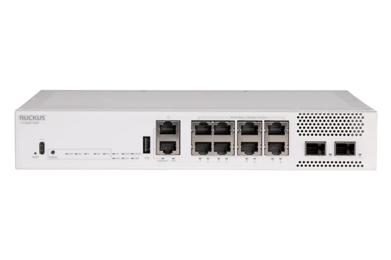 RUCKUS Networks switch full managed layer3 pro av 10 port • 8x 1 gbe • poe budget 124 w • 8x poe at • 2x sfp+ • desktop • icx8200-c08pfv