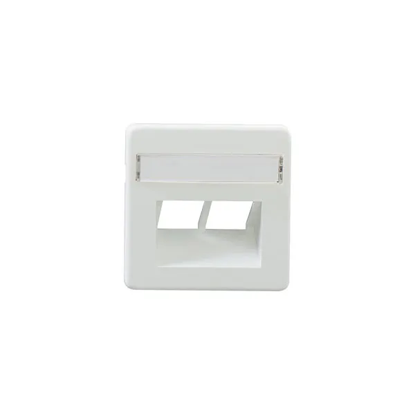 Rutenbeck Dose, zbh.Zentralstück mit 2 Stecköffnungen und Beschriftungsfeld, reinweiß (ähnlich RAL 9010) , ZSt UAE-Cat. 8/8 rw
