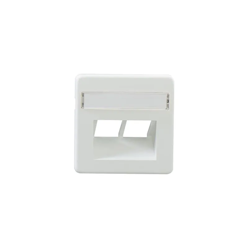 Rutenbeck Dose, zbh.Zentralstück mit 2 Stecköffnungen und Beschriftungsfeld, reinweiß (ähnlich RAL 9010) , ZSt UAE-Cat. 8/8 rw