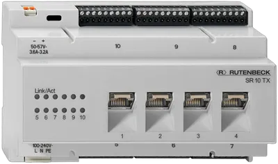 Rutenbeck Switch für REG/DIN-Montage, 10x 10/100/1000M(4x RJ45), SR 10TX GB PoE