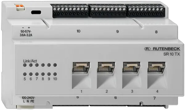 Rutenbeck Switch für REG/DIN-Montage, 10x 10/100/1000M(4x RJ45), SR 10TX GB PoE