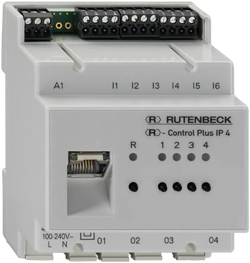 Rutenbeck IP-Schaltaktor/Sensor, 4 x 16 A , 1 A/D-Eingang, mit Netzwerkanschluss, Control Plus IP 4,