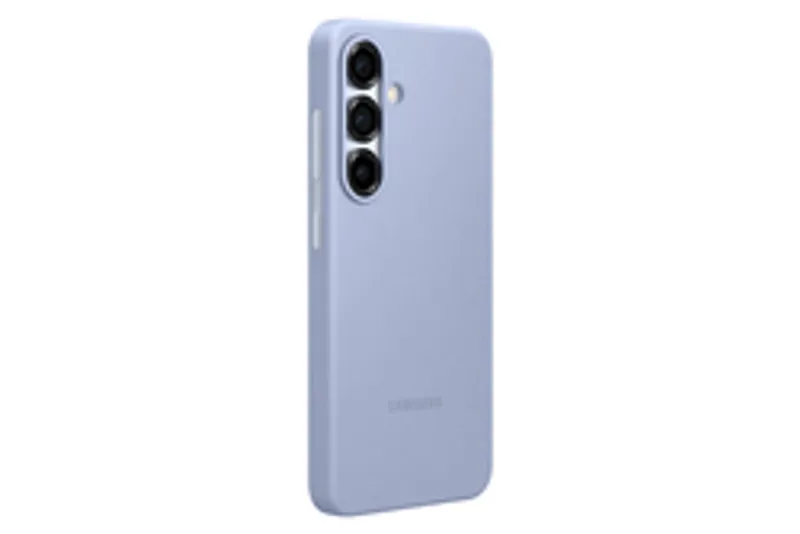 Samsung Silicone Case für Galaxy S25 in Hellblau, rückseitige Ansicht mit Dreifach-Kameraausschnitt und