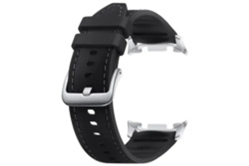 Correa híbrida Samsung en negro para Watch8/Watch8 Classic, banda de cuero sintético con costuras visibles, hebilla
