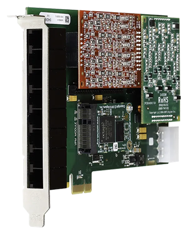 Sangoma 8 port modular analog PCI-Express x1 card with 8 Station interfaces and HW Echo Can