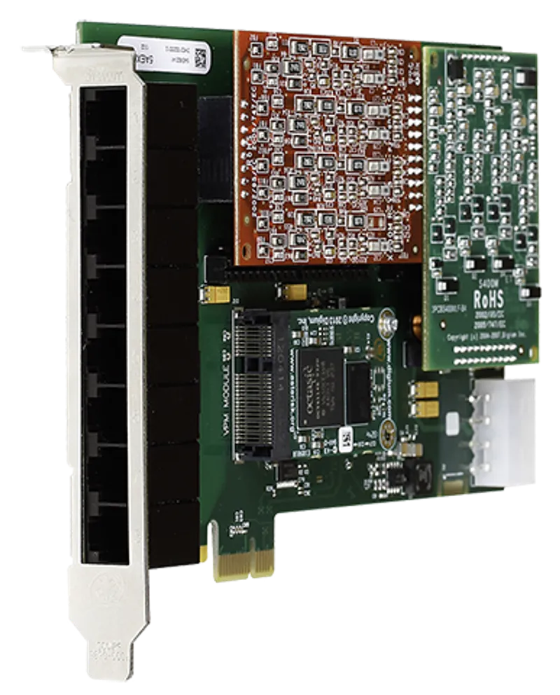 Sangoma 8 port modular analog PCI-Express x1 card with 8 Station interfaces and HW Echo Can