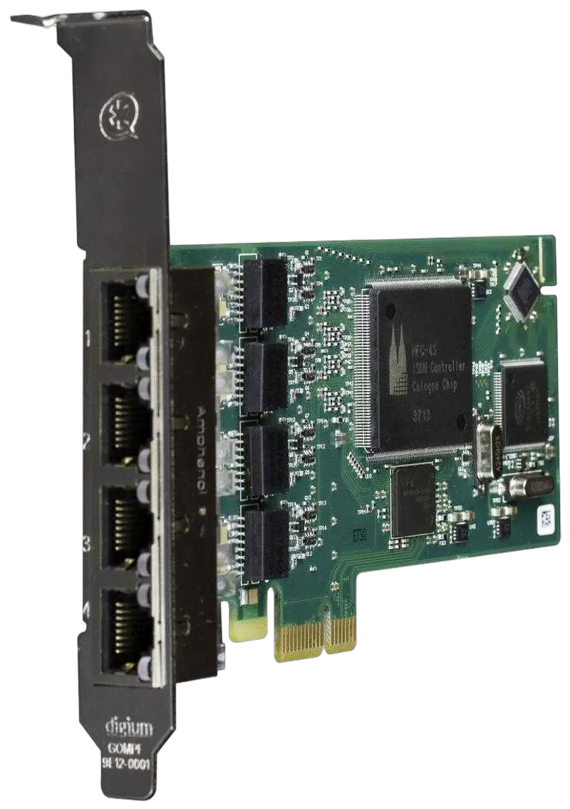 Sangoma Four (4) Span Digital BRI PCIe Card with Hardware Echo Cancellation