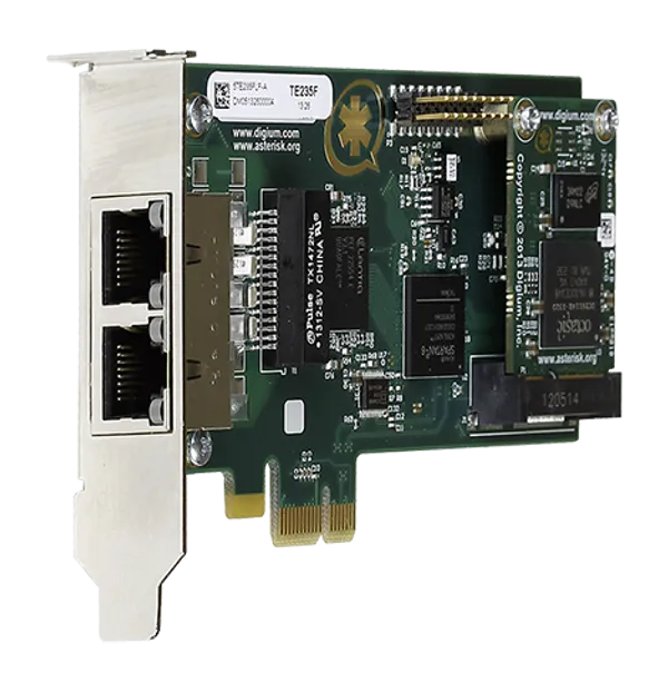 Sangoma Two (2) span digital T1/E1/J1/PRI PCI-Express x1 card and hardware echo cancellation (VPM064)