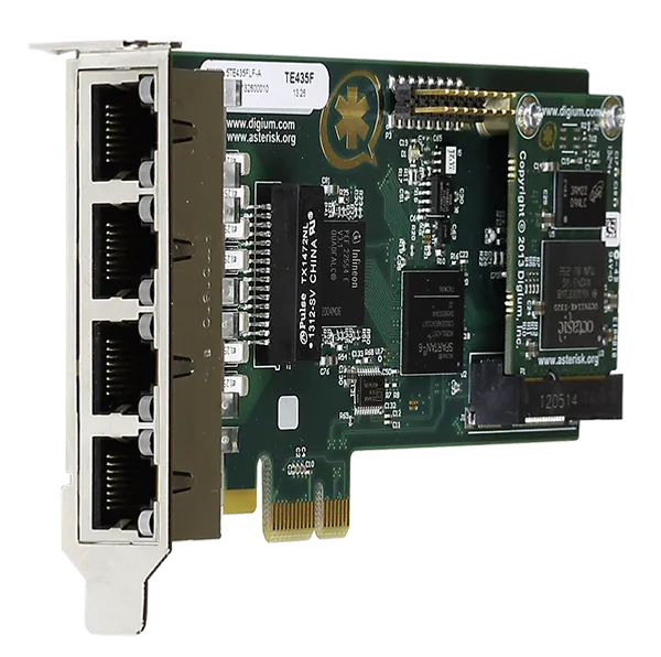 Sangoma Four (4) span digital T1/E1/J1/PRI PCI-Express x1 card and hardware echo cancellation (VPM128)