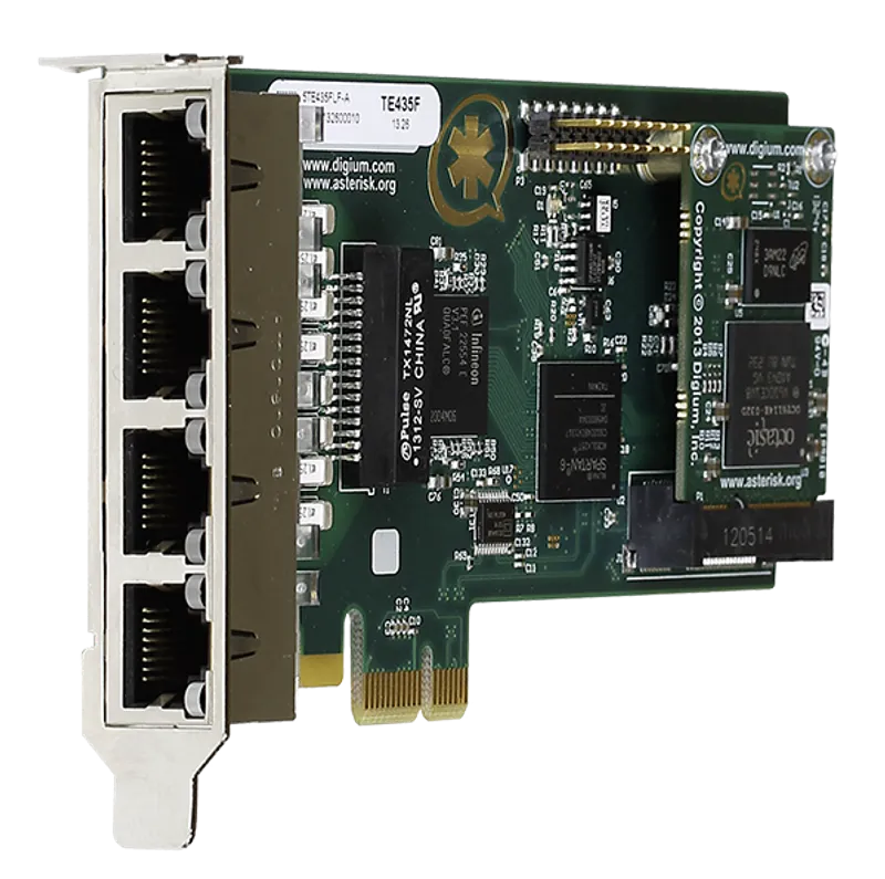Sangoma Four (4) span digital T1/E1/J1/PRI PCI-Express x1 card and hardware echo cancellation (VPM128)