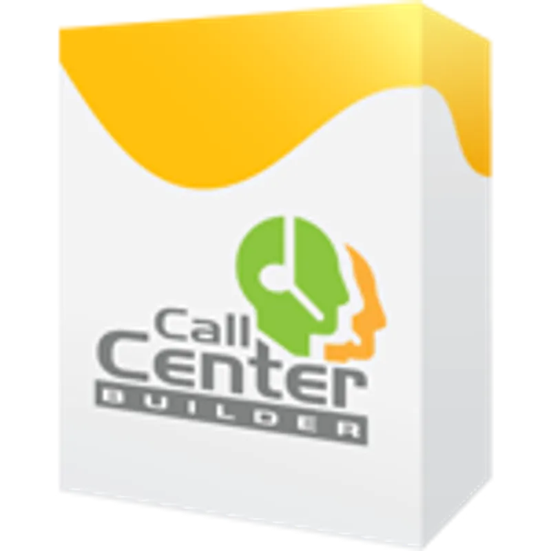Sangoma PBXact Call Center PBXact Software mit Call Center Builder Logo grün-orangefarbenem Kopfprofil und Uhr für