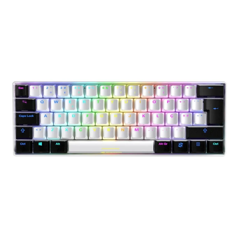 Sharkoon SKILLER SGK50 S4, teclado mecánico compacto con carcasa blanca, teclas modificadoras negras y retroiluminación RGB